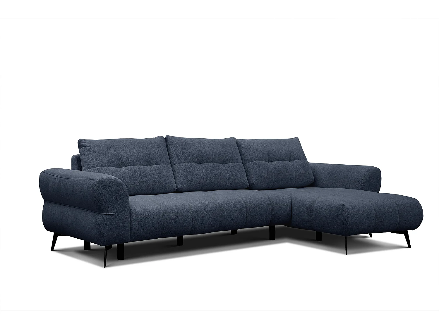 Canapé d'angle 4 places SALVINI, tissu bleu marine