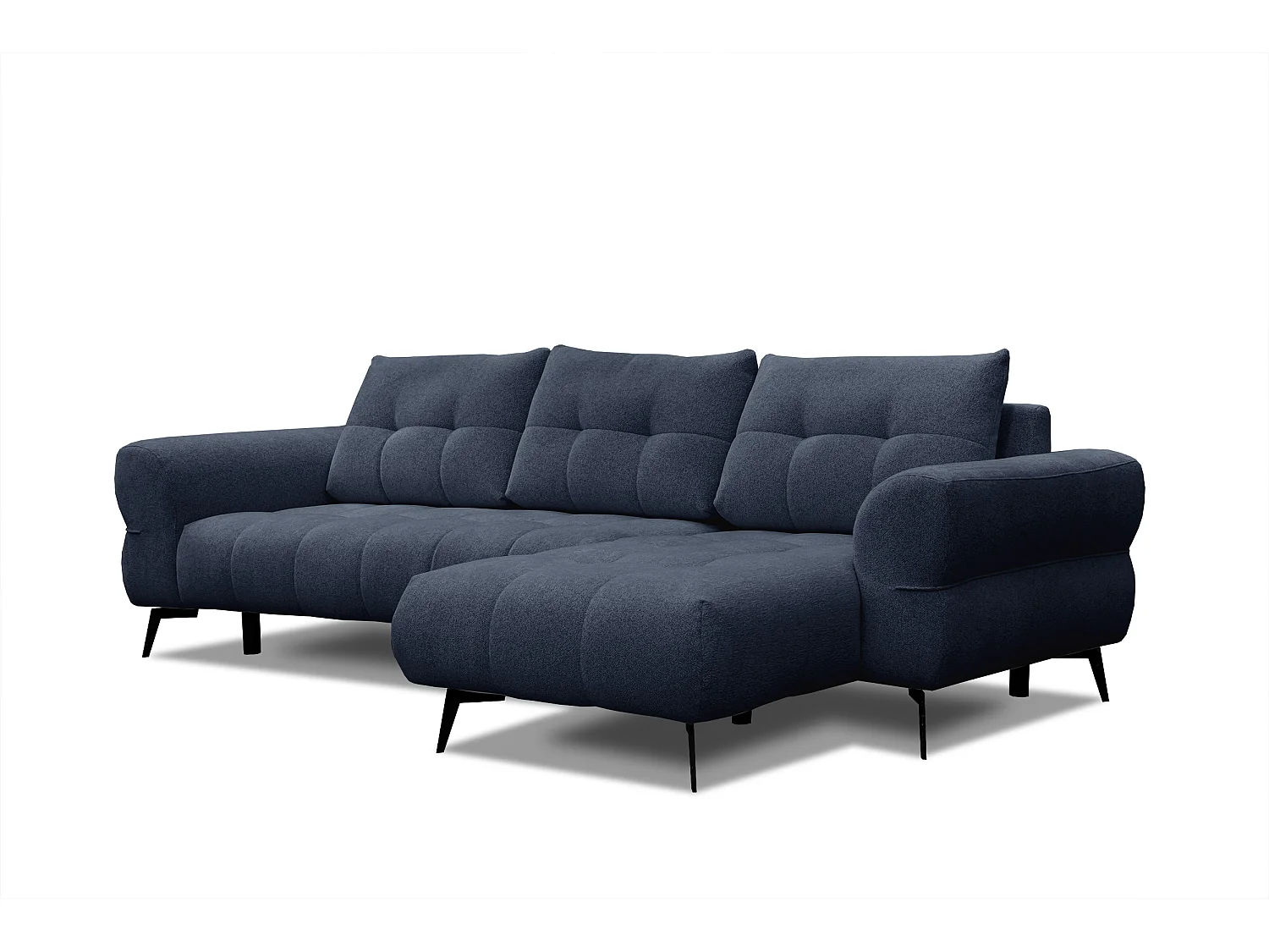 Canapé d'angle 4 places SALVINI, tissu bleu marine