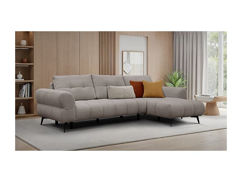 Canapé d'angle 4 places SALVINI, tissu beige  foncé