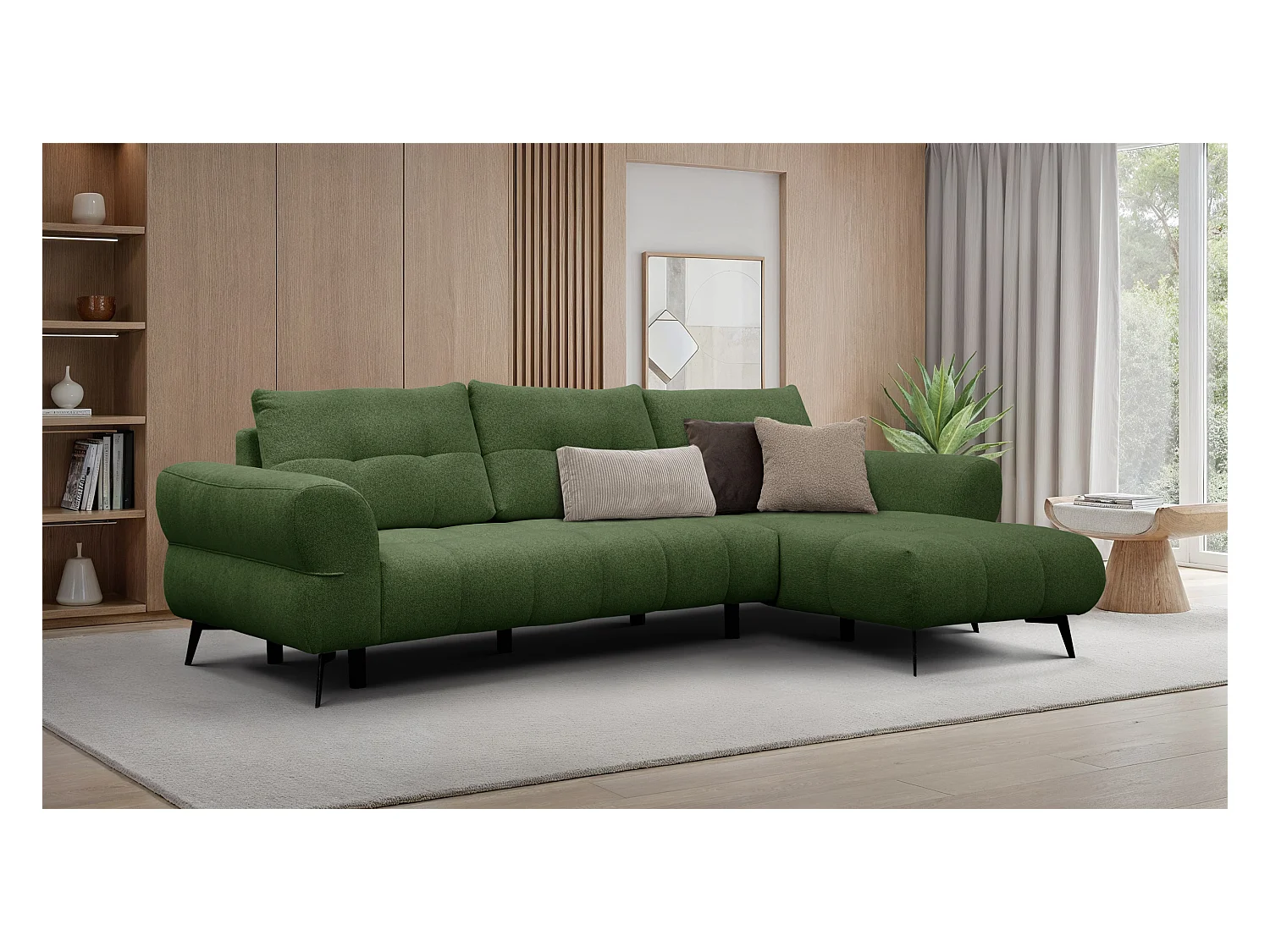 Canapé d'angle 4 places SALVINI, tissu vert