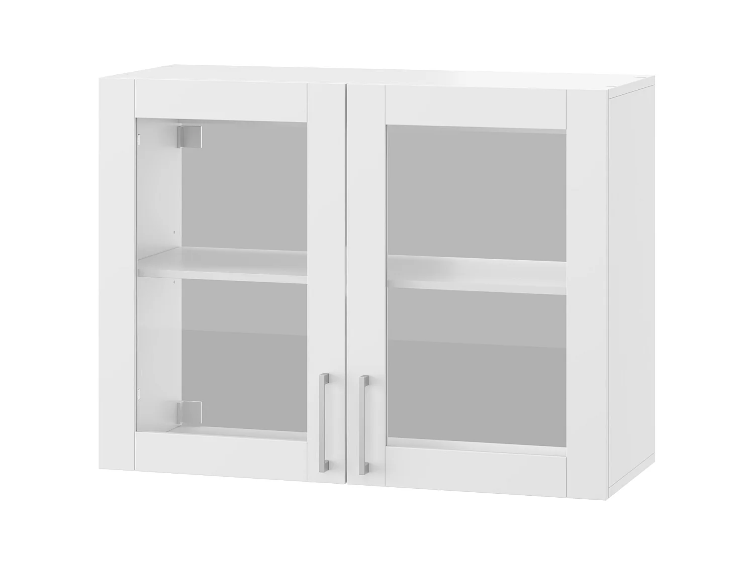 Armoire Murale de Cuisine avec 2 Portes en Verre, Module de cuisine Suspendu avec Étagère réglable, 80 x 31.5 x 60cm, Blanc