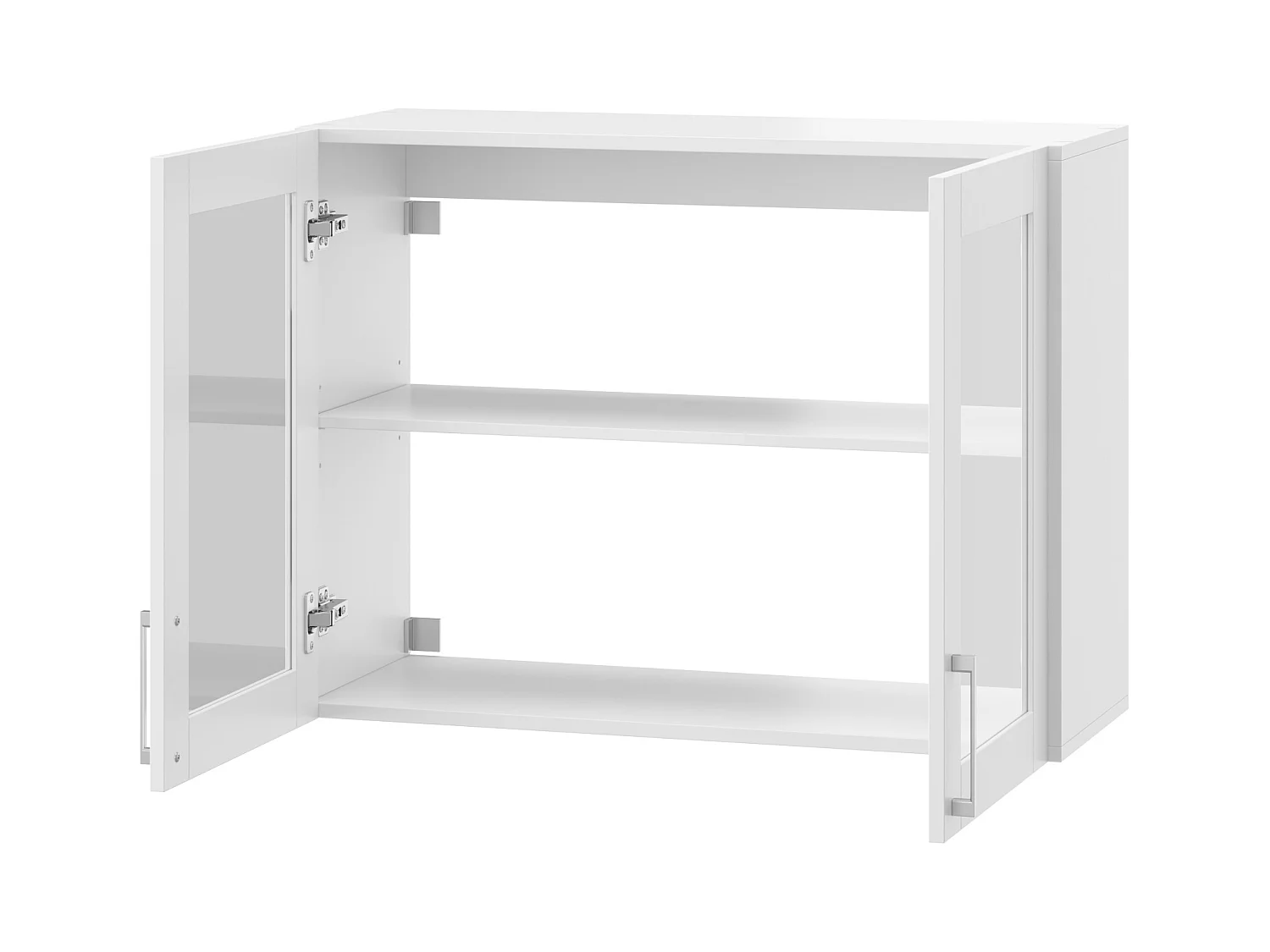Armoire Murale de Cuisine avec 2 Portes en Verre, Module de cuisine Suspendu avec Étagère réglable, 80 x 31.5 x 60cm, Blanc