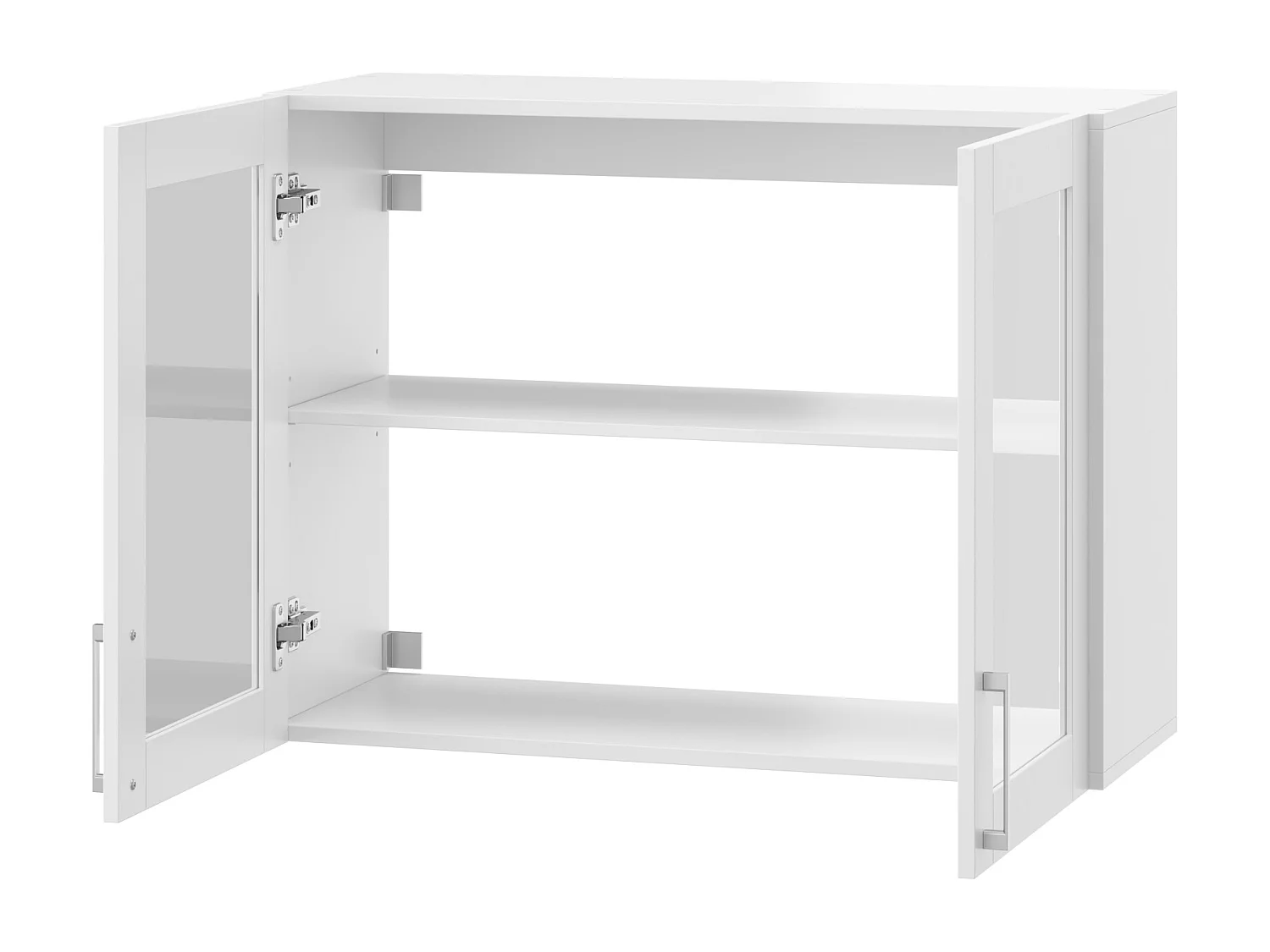 Armoire Murale de Cuisine avec 2 Portes en Verre, Module de cuisine Suspendu avec Étagère réglable, 80 x 31.5 x 60cm, Blanc