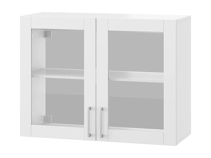 Armoire Murale de Cuisine avec 2 Portes en Verre, Module de cuisine Suspendu avec Étagère réglable, 80 x 31.5 x 60cm, Blanc