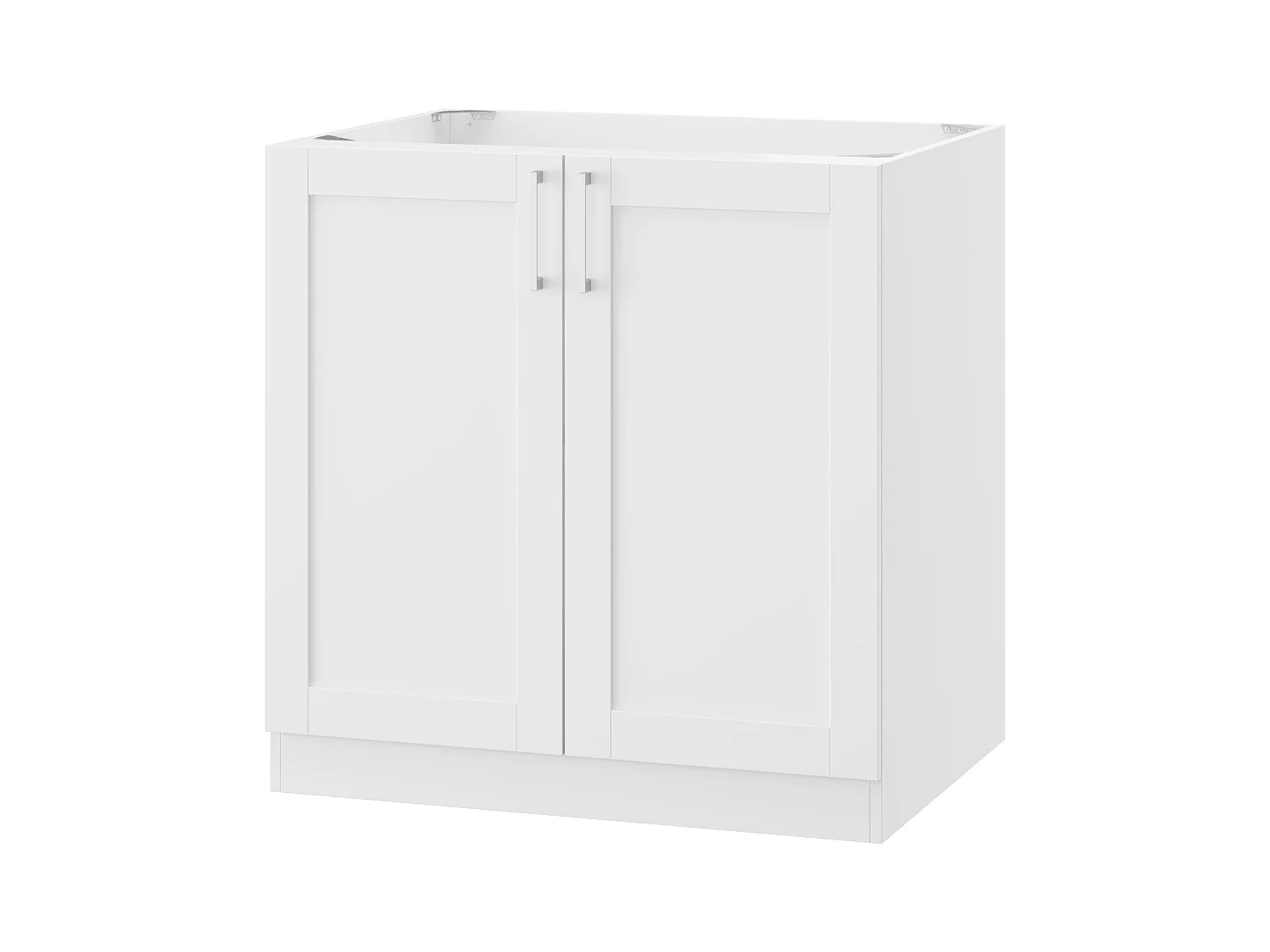 Élément Bas de Cuisine avec 2 portes sans Plan de Travail, Meuble de Cuisine Modulaire avec Étagère réglable, 80x61.5x81.5cm, Blanc