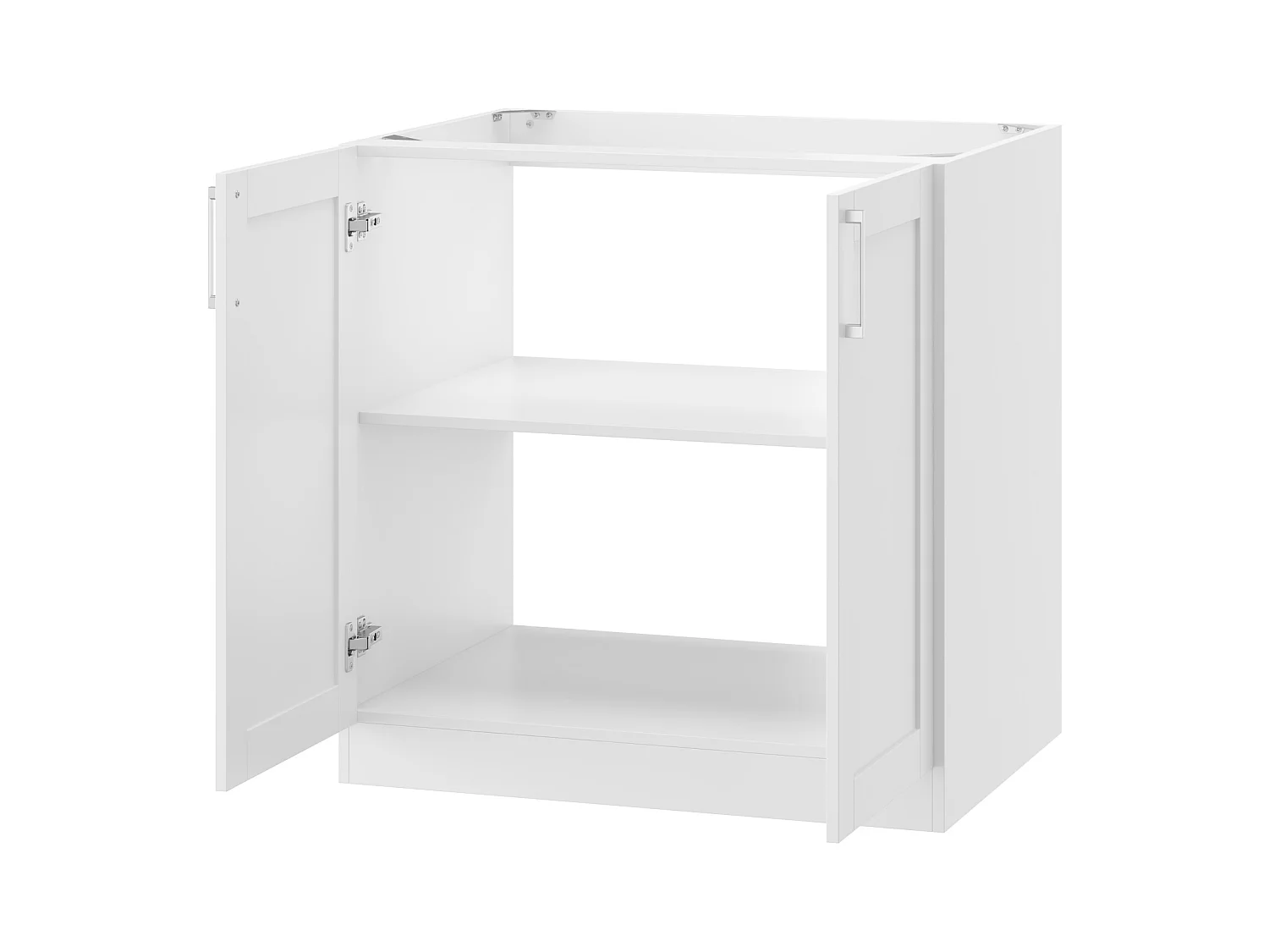 Élément Bas de Cuisine avec 2 portes sans Plan de Travail, Meuble de Cuisine Modulaire avec Étagère réglable, 80x61.5x81.5cm, Blanc