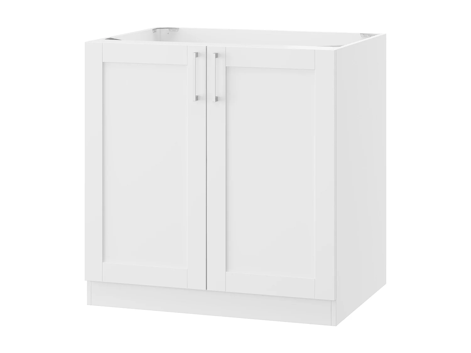Élément Bas de Cuisine avec 2 portes sans Plan de Travail, Meuble de Cuisine Modulaire avec Étagère réglable, 80x61.5x81.5cm, Blanc