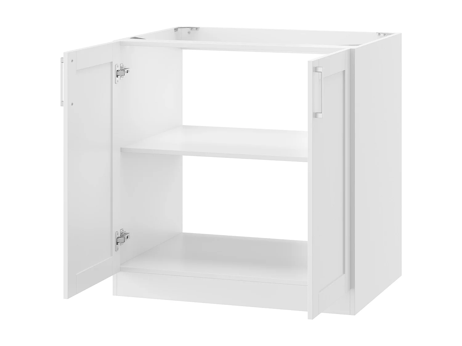 Élément Bas de Cuisine avec 2 portes sans Plan de Travail, Meuble de Cuisine Modulaire avec Étagère réglable, 80x61.5x81.5cm, Blanc