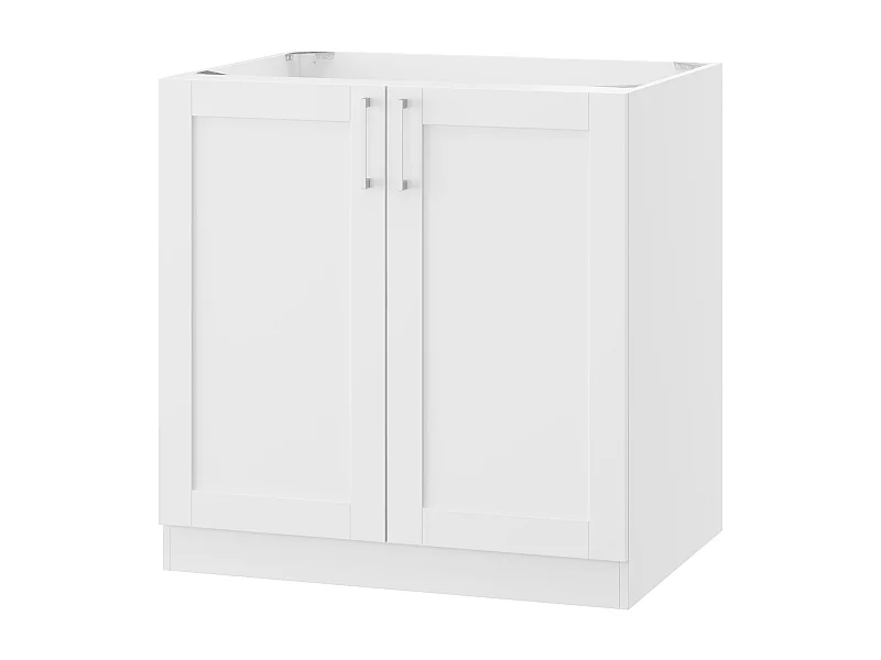 Élément Bas de Cuisine avec 2 portes sans Plan de Travail, Meuble de Cuisine Modulaire avec Étagère réglable, 80x61.5x81.5cm, Blanc