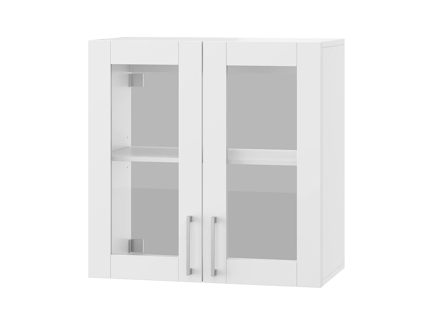 Armoire Murale de Cuisine avec 2 Portes en Verre, Module de cuisine Suspendu avec Étagère réglable, 60 x 31.5 x 60cm, Blanc