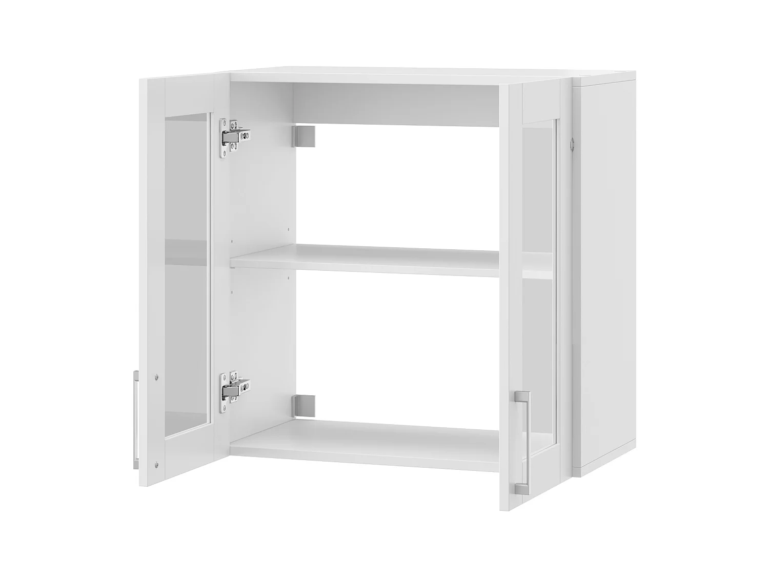 Armoire Murale de Cuisine avec 2 Portes en Verre, Module de cuisine Suspendu avec Étagère réglable, 60 x 31.5 x 60cm, Blanc