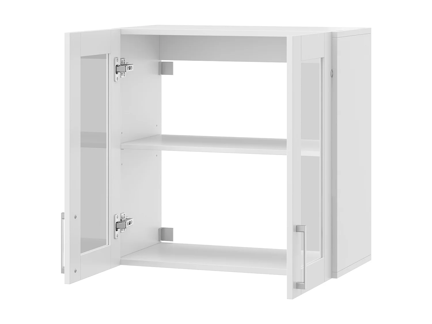 Armoire Murale Armoire Suspendue avec 2 Portes en Verre pour Cuisine, Meuble Haut Cuisine avec Étagère réglable, 60 x 31.5 x 60cm, Blanc