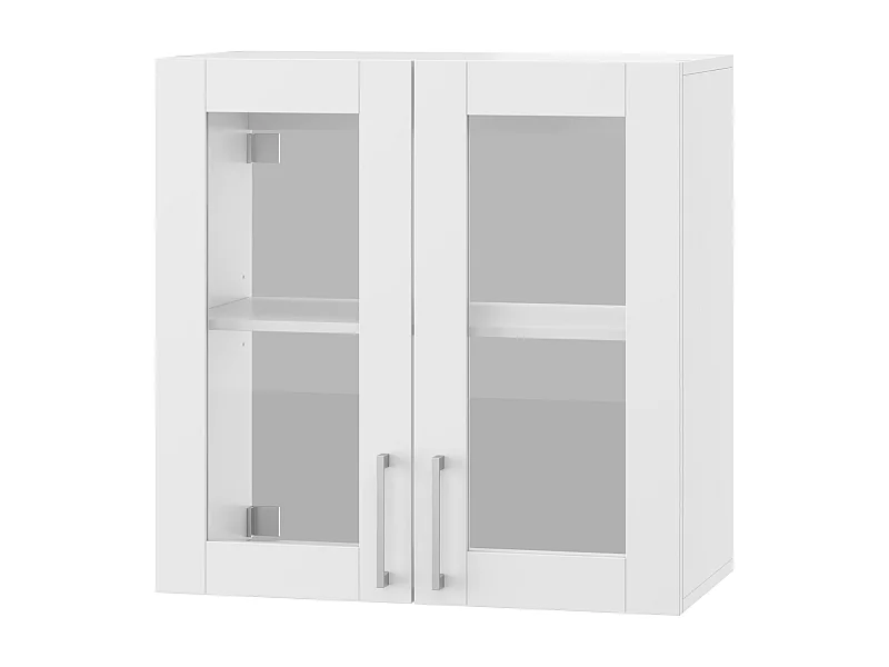 Armoire Murale Armoire Suspendue avec 2 Portes en Verre pour Cuisine, Meuble Haut Cuisine avec Étagère réglable, 60 x 31.5 x 60cm, Blanc
