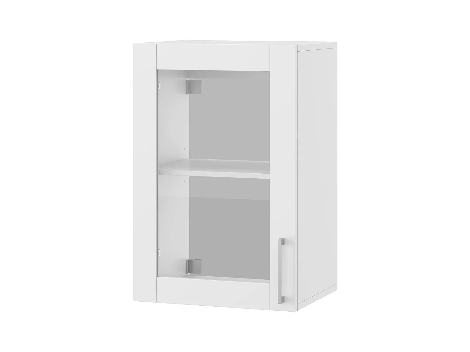 Armoire Murale de Cuisine avec 1 Porte en Verre, Module de cuisine Suspendu avec Étagère réglable, 40 x 31.5 x 60cm, Blanc