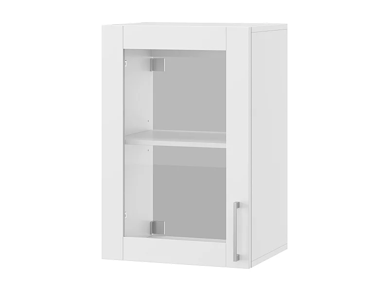 Armoire Murale de Cuisine avec 1 Porte en Verre, Élément haut de cuisine  avec Étagère réglable, 40 x 31.5 x 60cm, Blanc