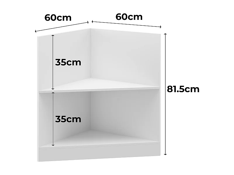 Élément Bas de Cuisine Meuble de Cuisine Modulaire avec Étagères, 60 x 60 x 81.5 cm, Blanc