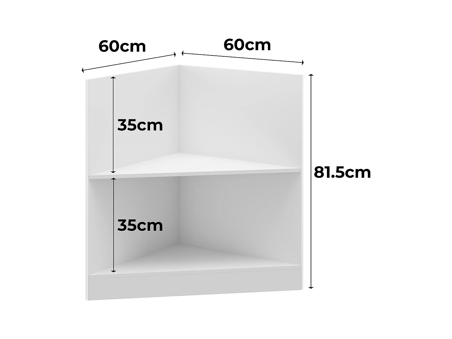 Élément Bas de Cuisine Meuble de Cuisine Modulaire avec Étagères, 60 x 60 x 81.5 cm, Blanc