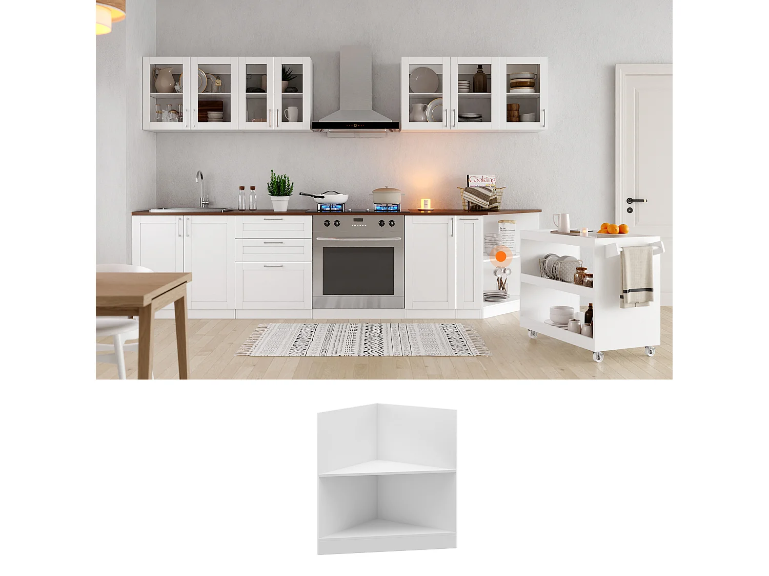 Élément Bas de Cuisine Meuble de Cuisine Modulaire avec Étagères, 60 x 60 x 81.5 cm, Blanc