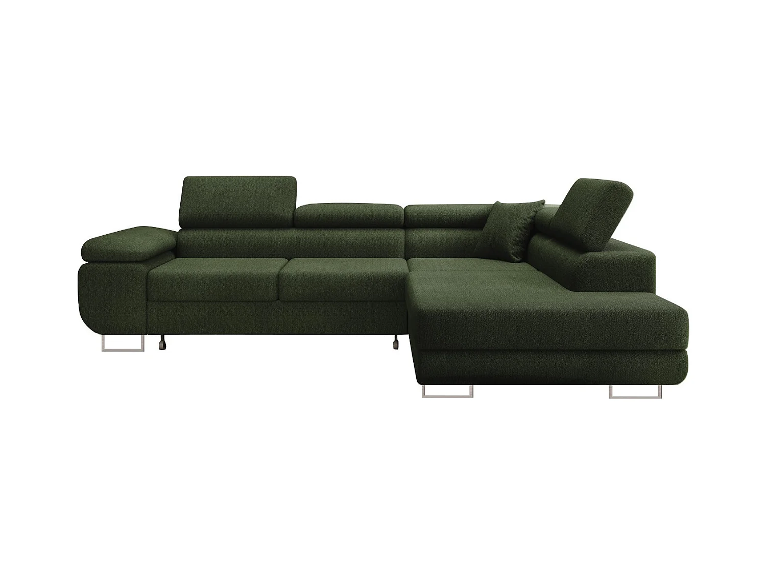 Canapé d'angle droit convertible Marius bouclette Kaki