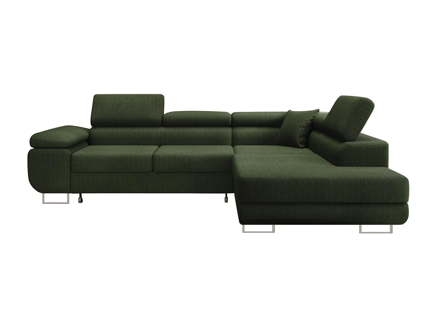 Canapé d'angle droit convertible Marius bouclette Kaki