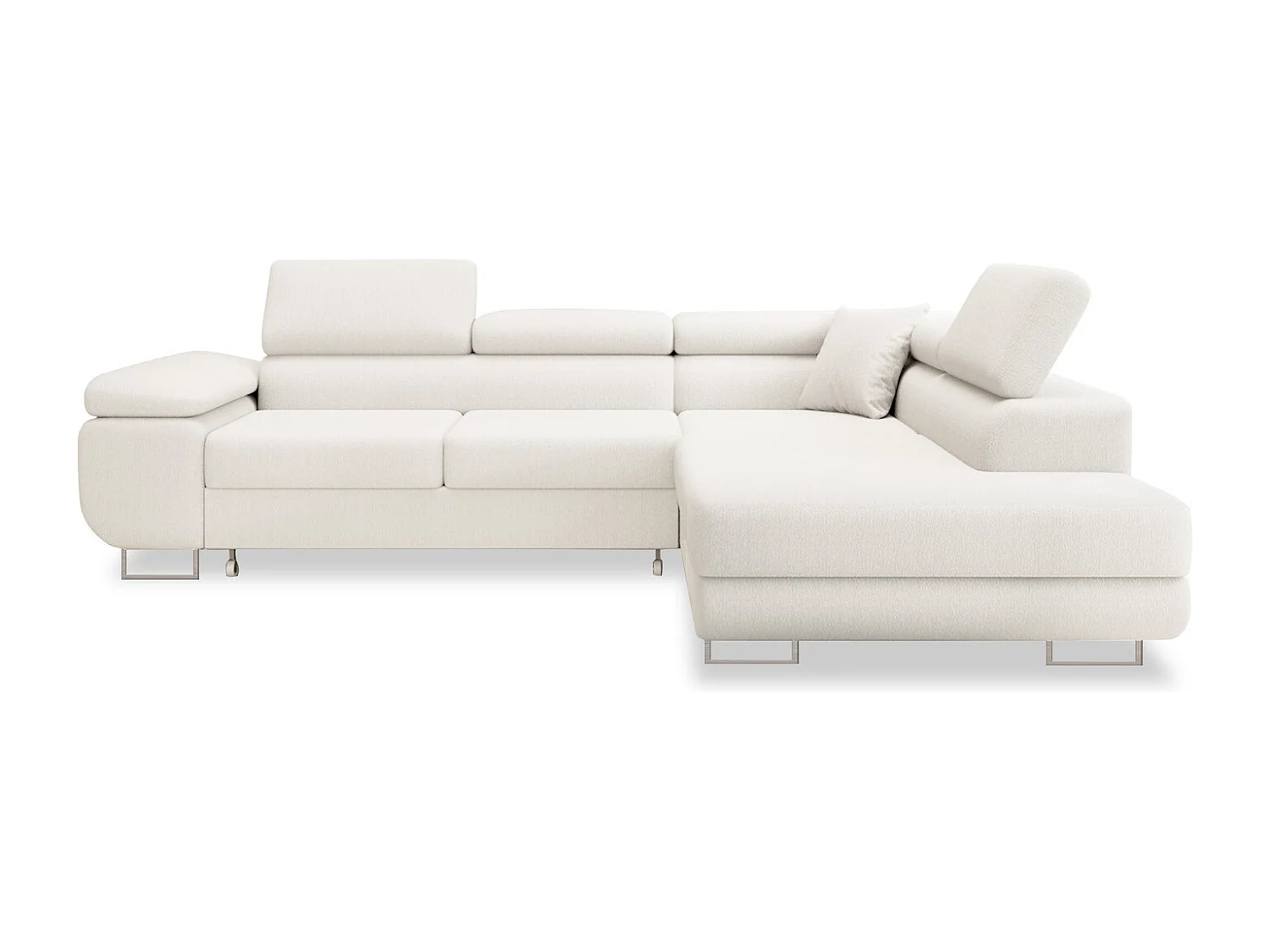 Canapé d'angle droit convertible Marius bouclette Blanc