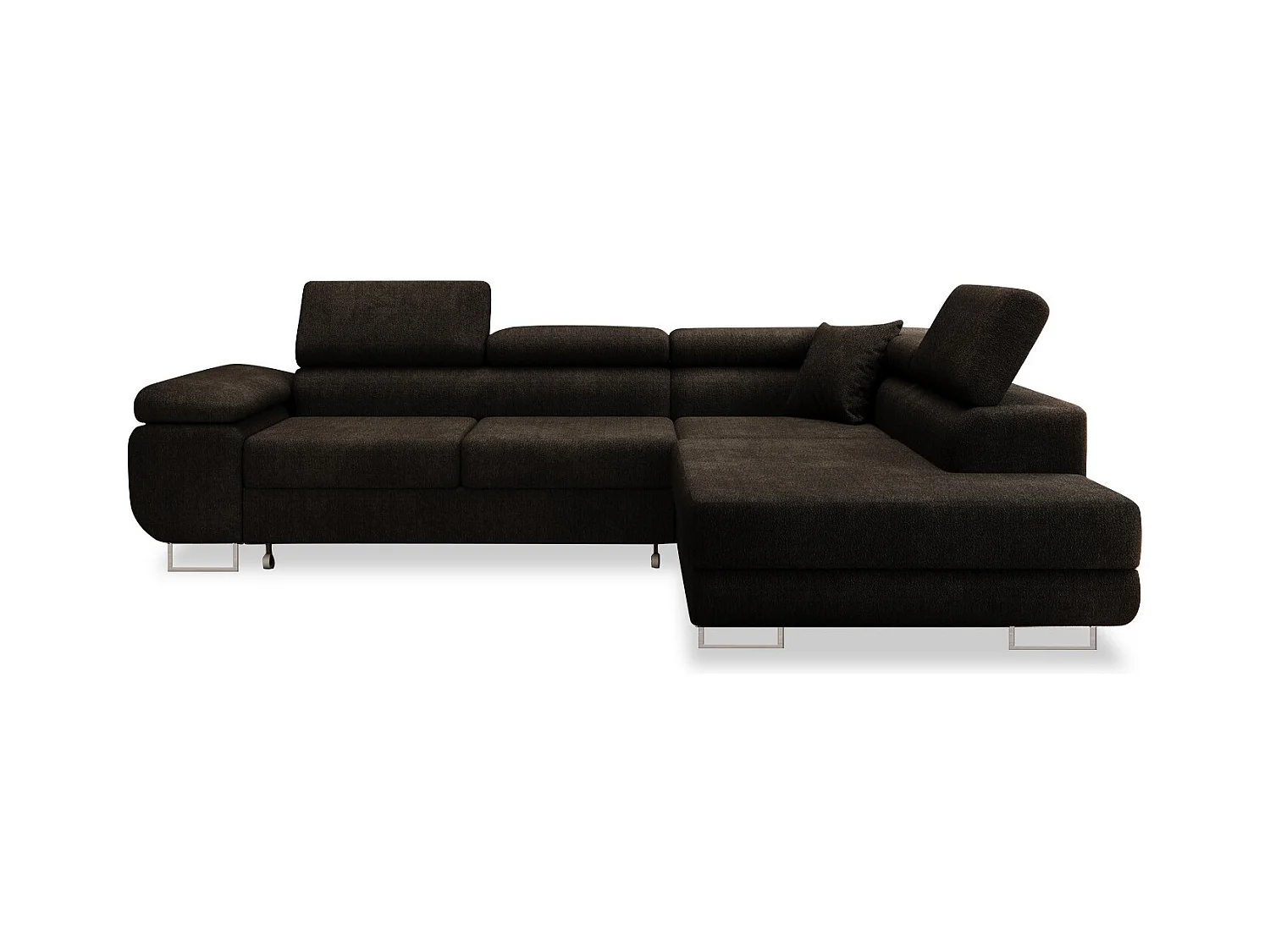 Canapé d'angle droit convertible Marius bouclette Noir