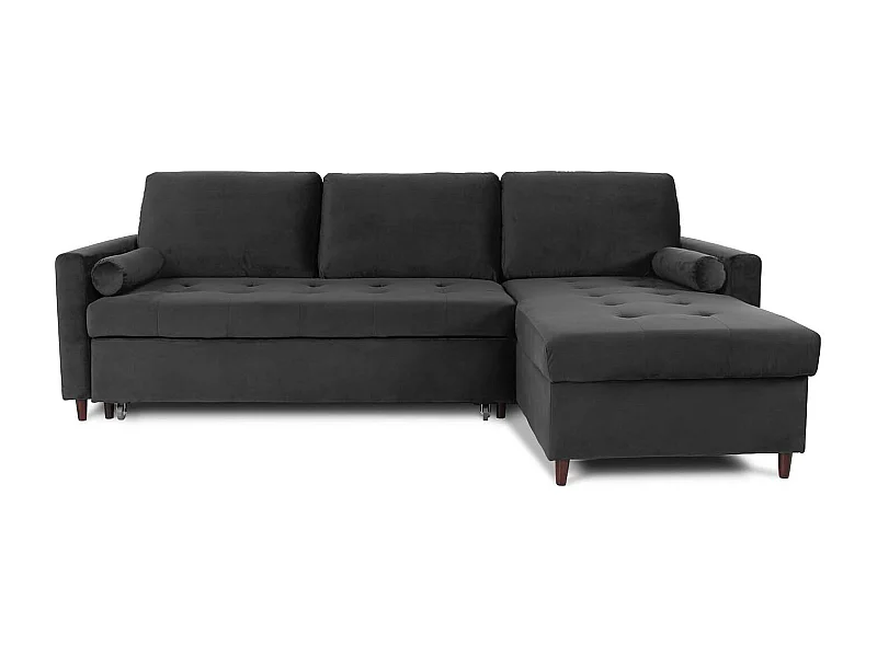 Canapé d'angle convertible réversible Claudio en velours noir