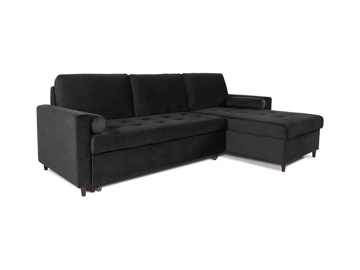 Canapé d'angle convertible réversible Claudio en velours noir