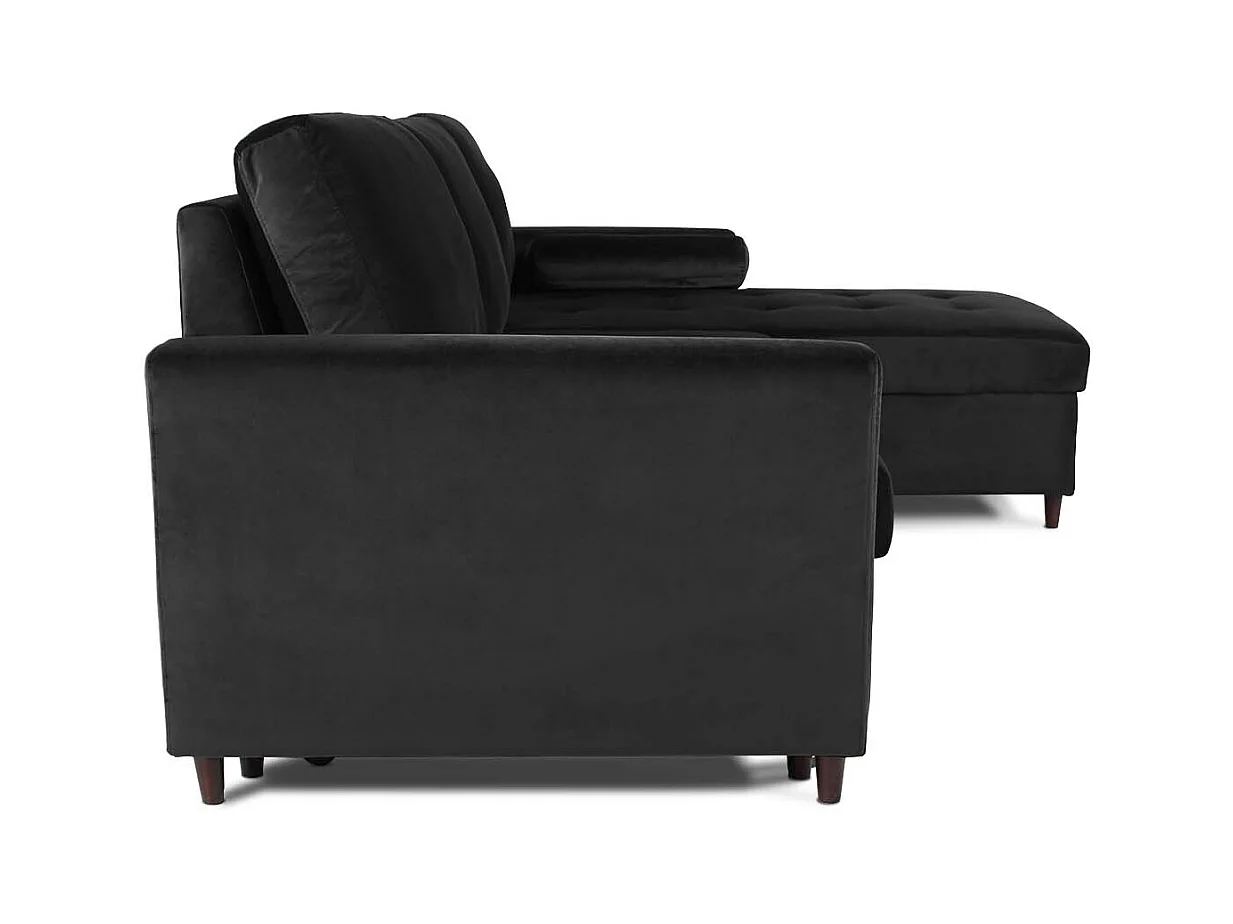 Canapé d'angle convertible réversible Claudio en velours noir
