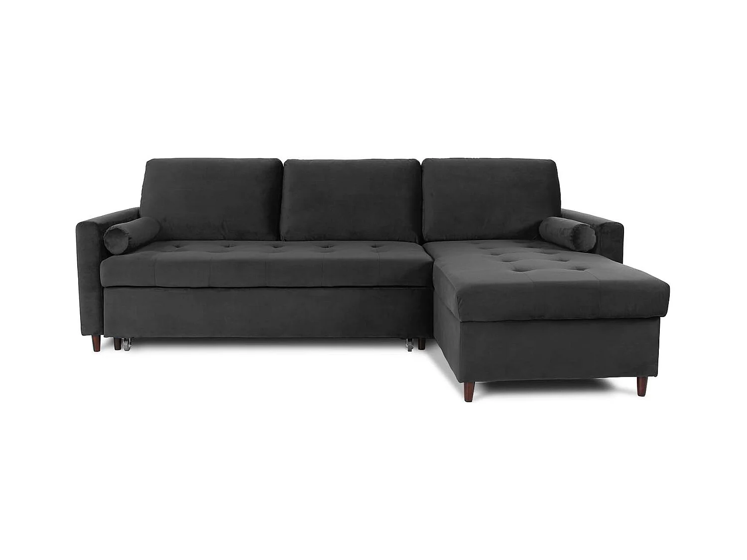Canapé d'angle convertible réversible Claudio en velours noir