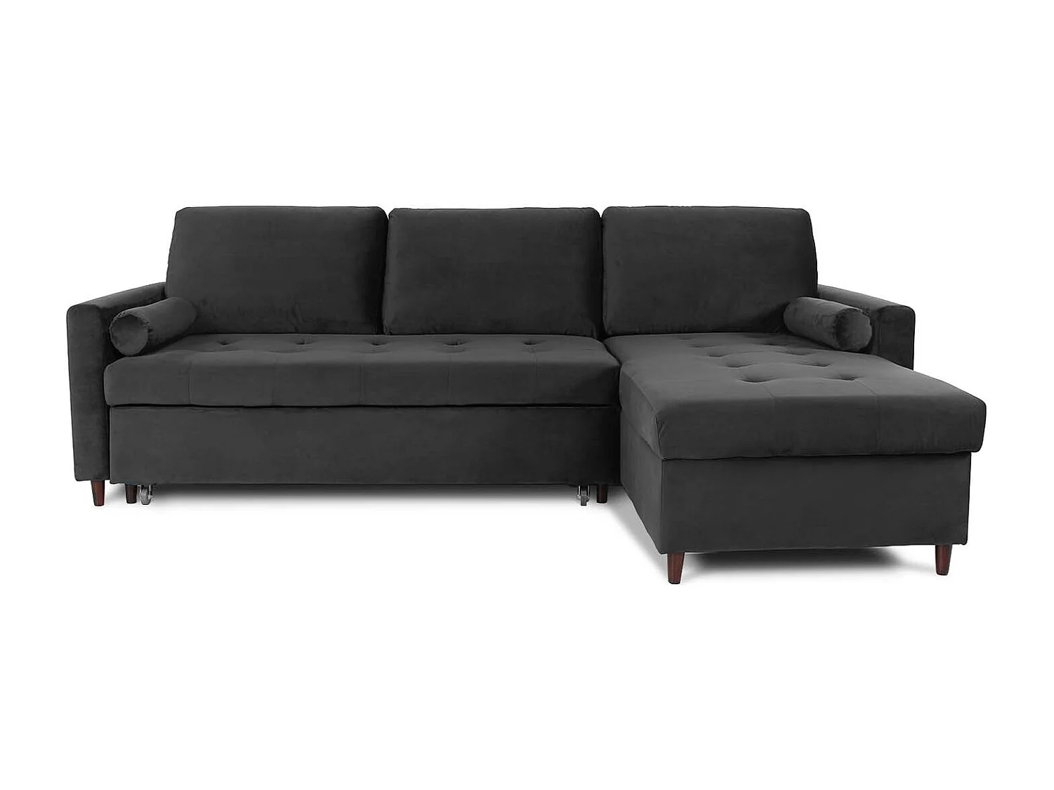 Canapé d'angle convertible réversible Claudio en velours noir