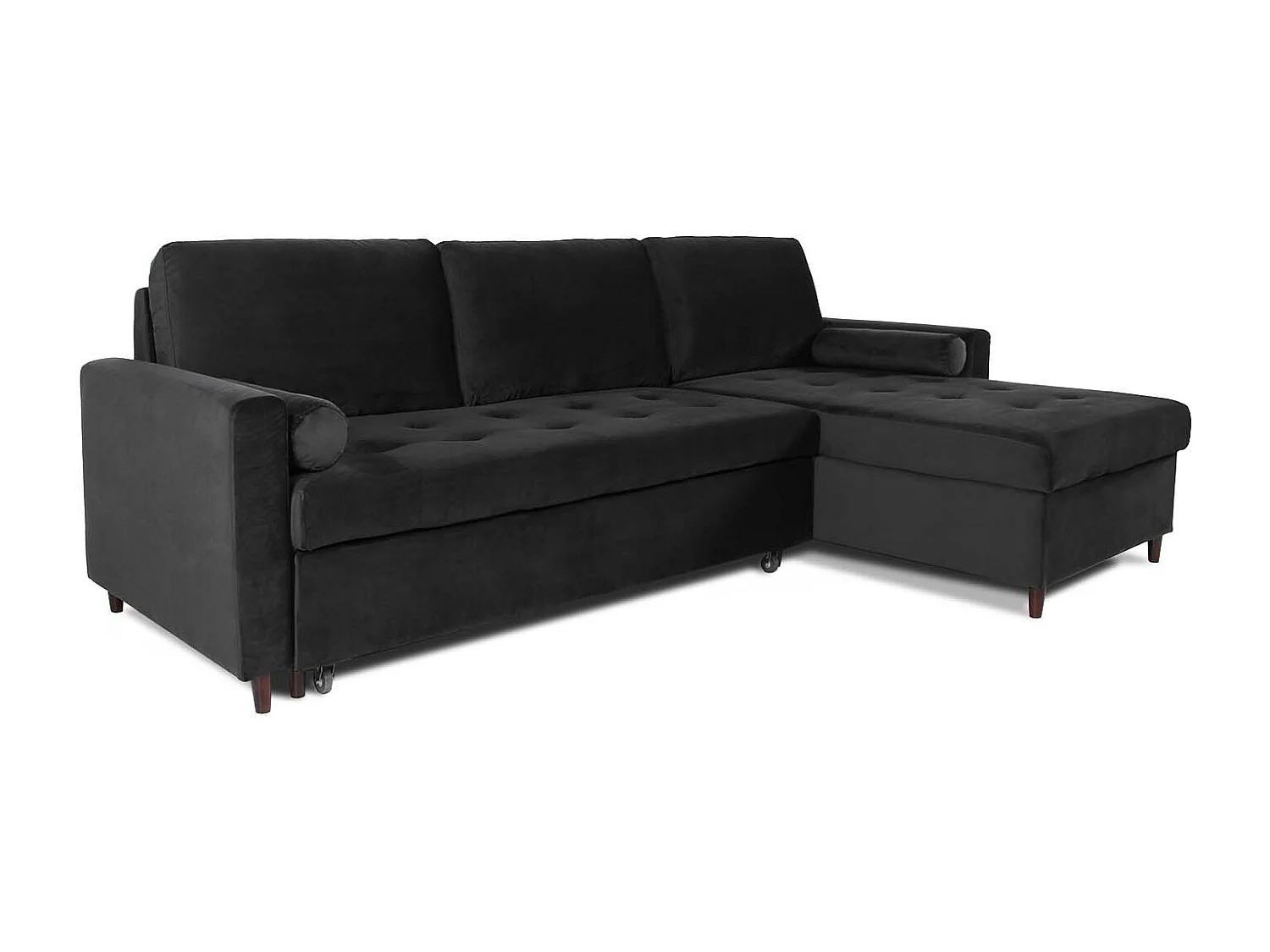 Canapé d'angle convertible réversible Claudio en velours noir