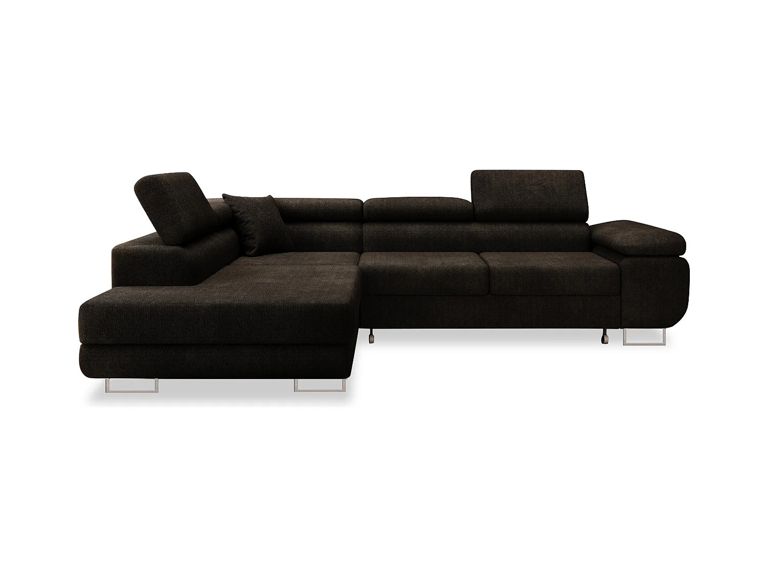 Canapé d'angle gauche convertible Marius bouclette Noir