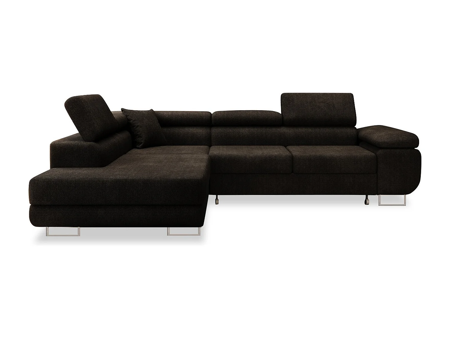 Canapé d'angle gauche convertible Marius bouclette Noir