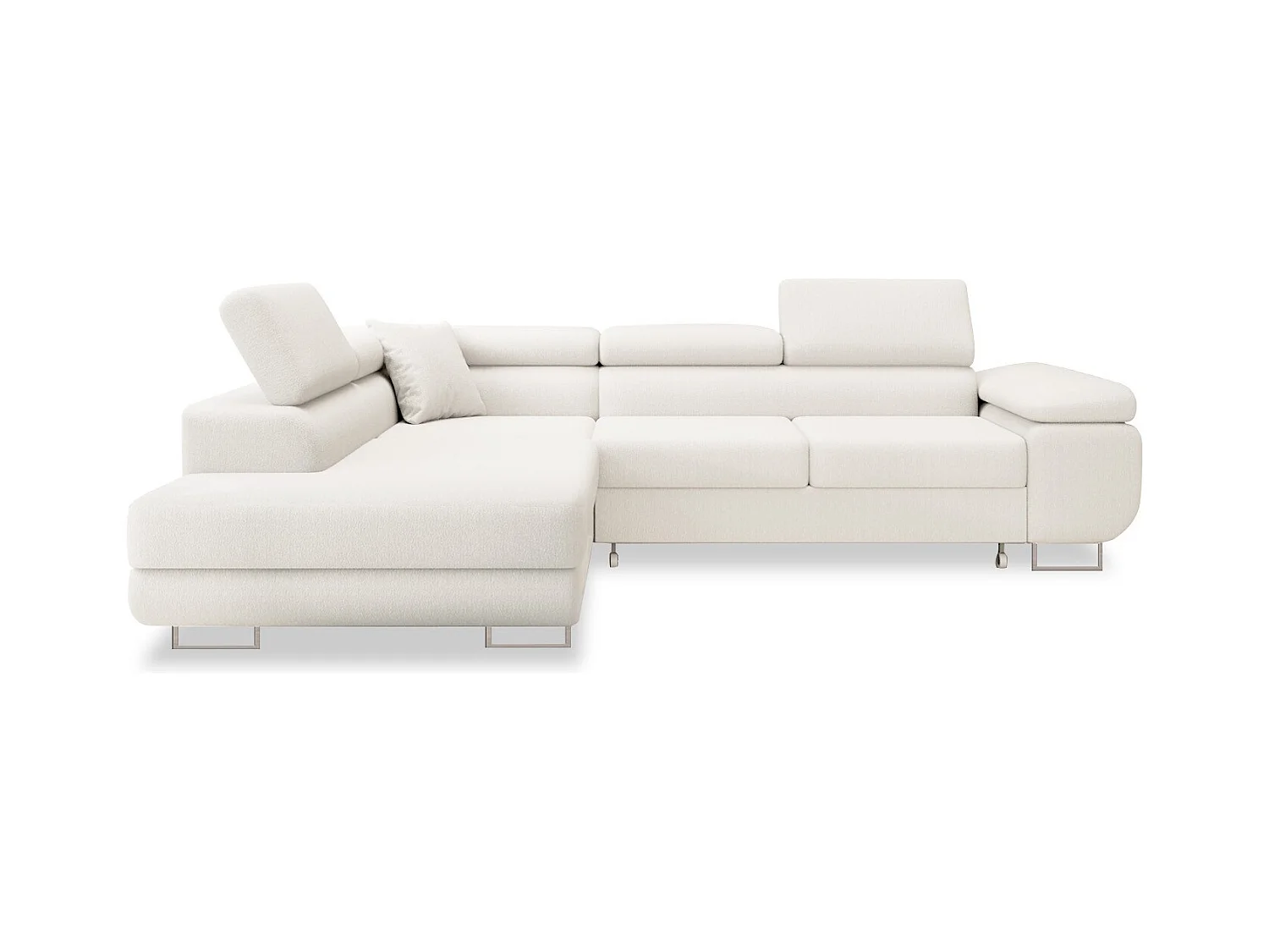 Canapé d'angle gauche convertible Marius bouclette Blanc