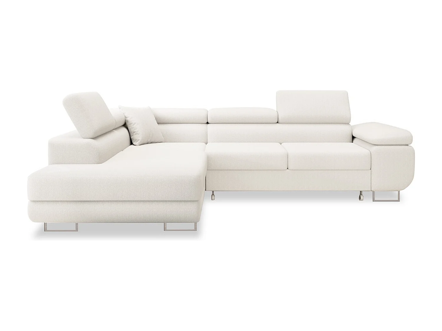 Canapé d'angle gauche convertible Marius bouclette Blanc