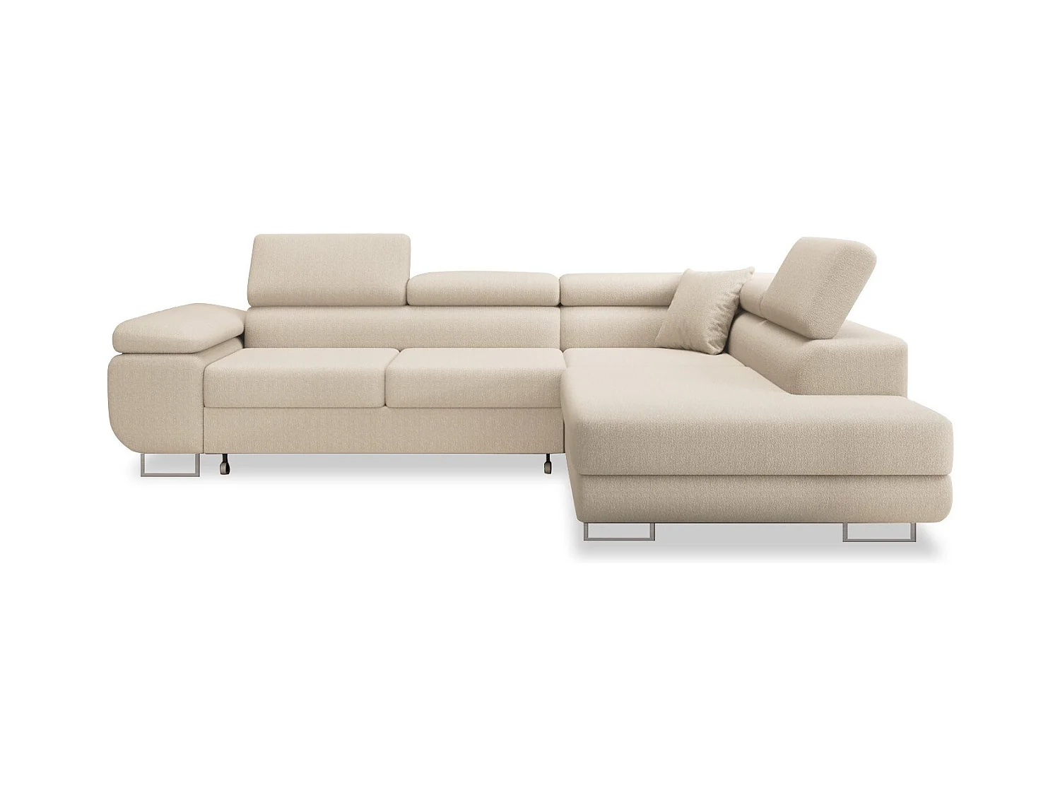 Canapé d'angle droit convertible Marius bouclette Beige