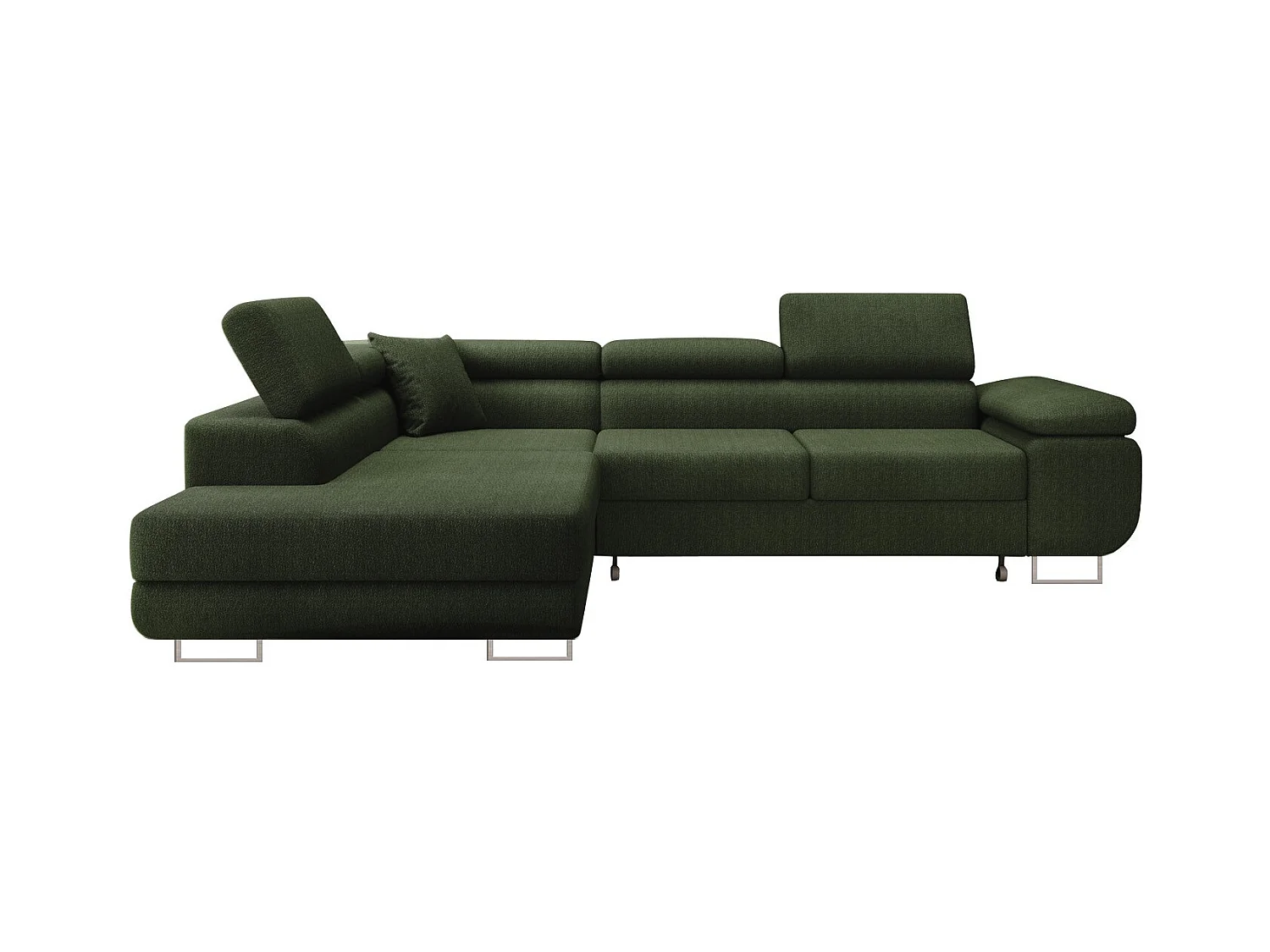 Canapé d'angle gauche convertible Marius bouclette Kaki