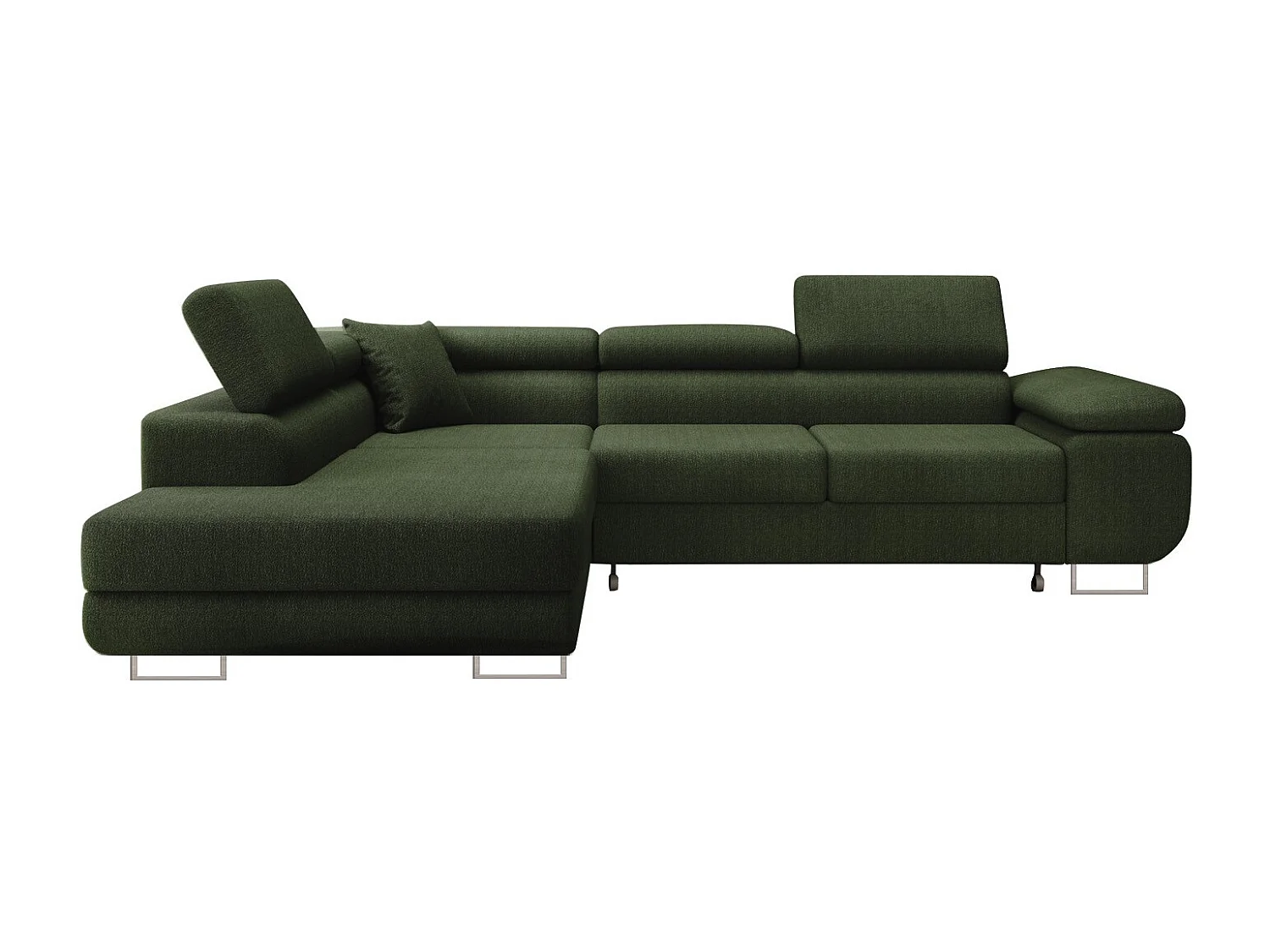 Canapé d'angle gauche convertible Marius bouclette Kaki