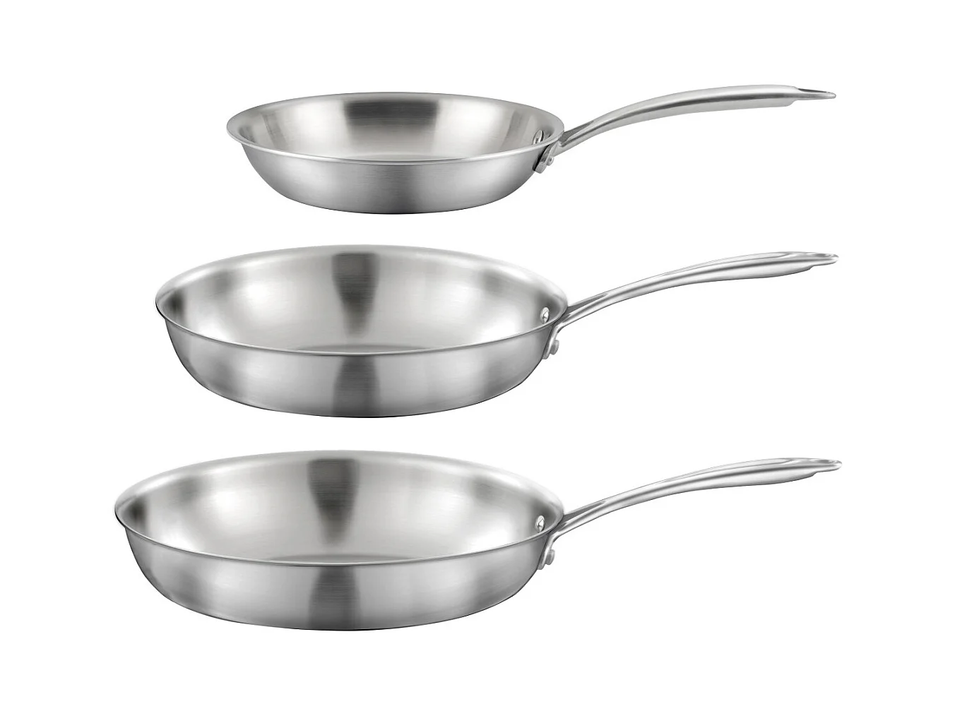 Gourmet - Lot de 3 poêles inox 20-24-28 cm