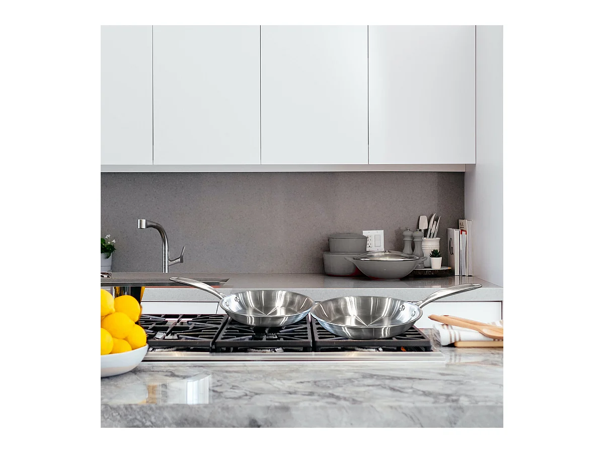 Gourmet - Lot de 3 poêles inox 20-24-28 cm