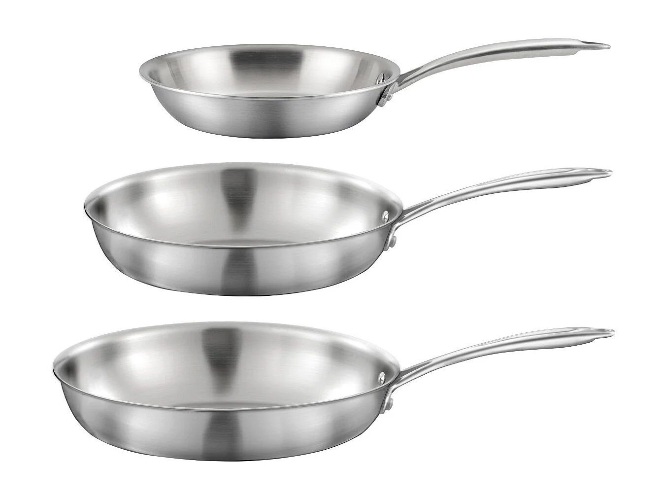 Gourmet - Lot de 3 poêles inox 20-24-28 cm
