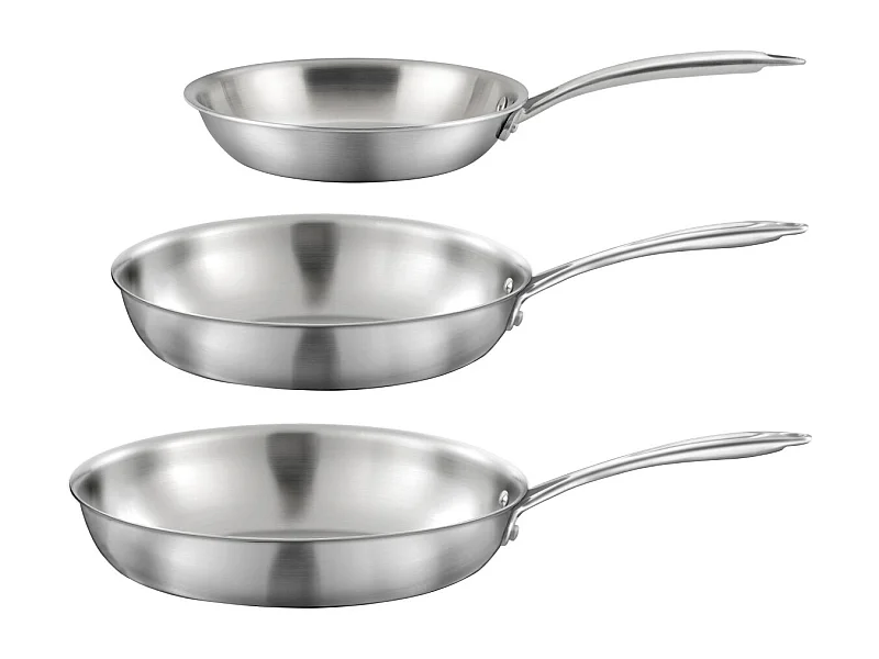 Gourmet - Lot de 3 poêles inox 20-24-28 cm