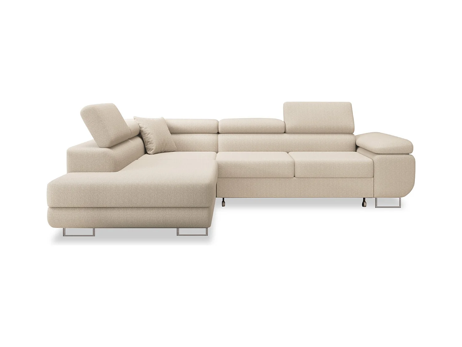 Canapé d'angle gauche convertible Marius bouclette Beige