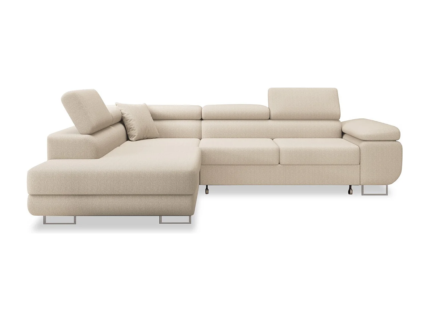 Canapé d&#039;angle gauche convertible Marius bouclette Beige