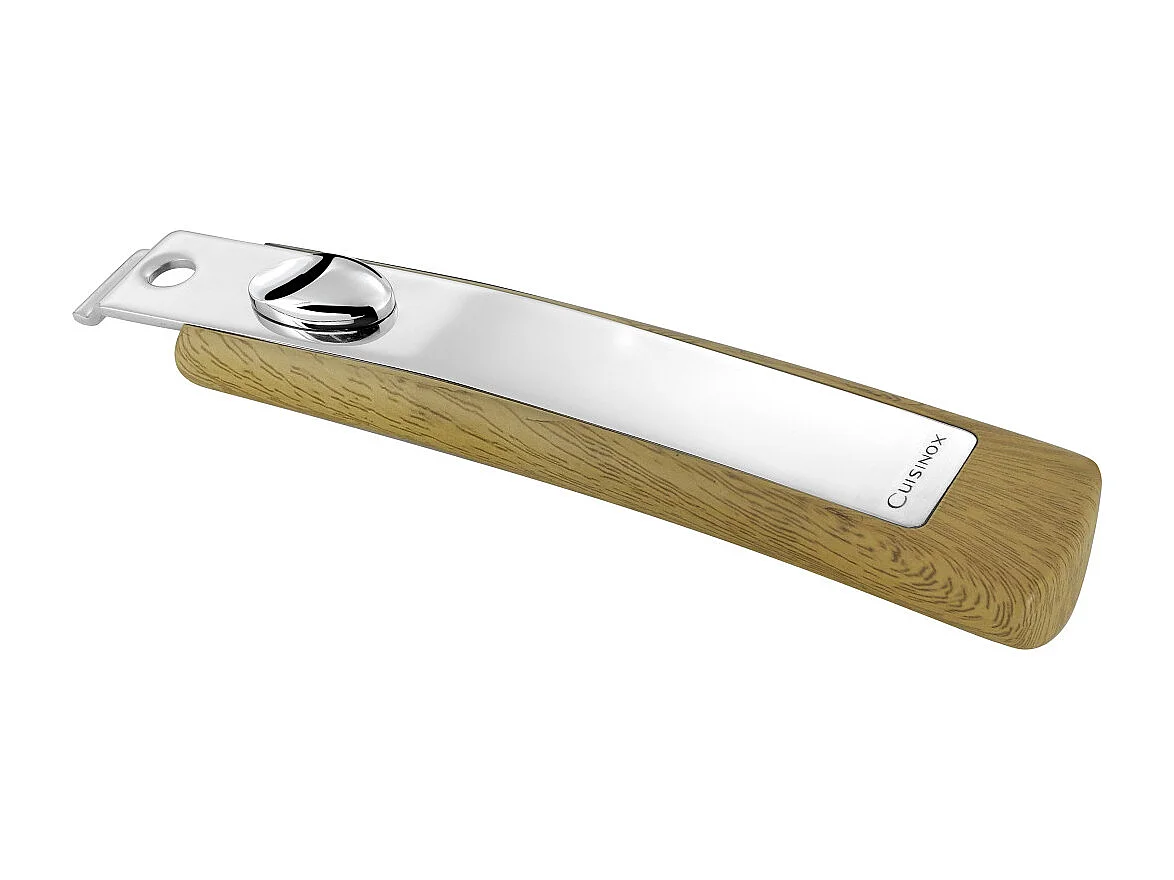 Eclipse - Lot de 1 poêle 24 cm et 1 wok 28 cm finition miroir avec poignée effet bois clair