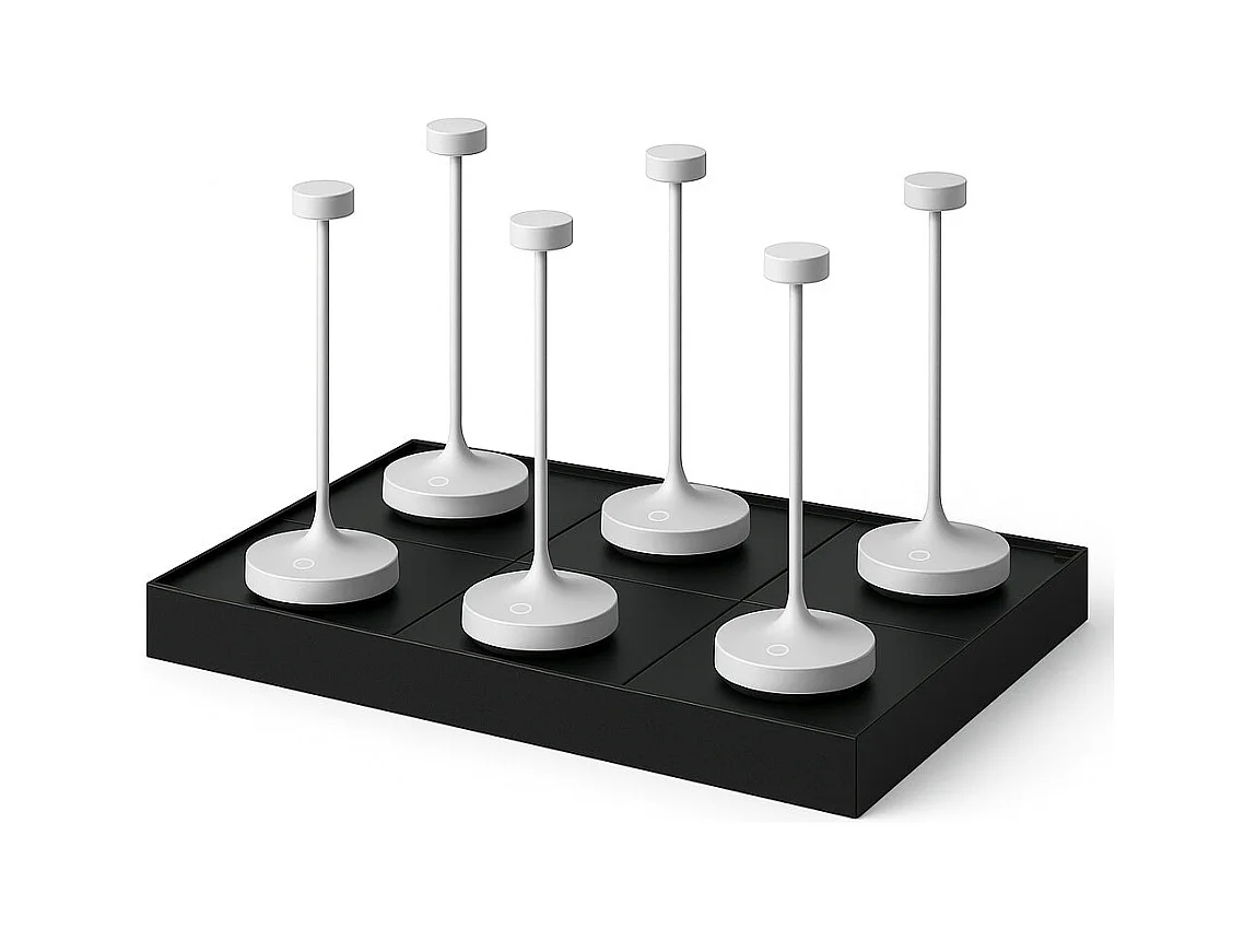 6 lampes avec plateau de chargement RUBY Blanc Aluminium H25 cm