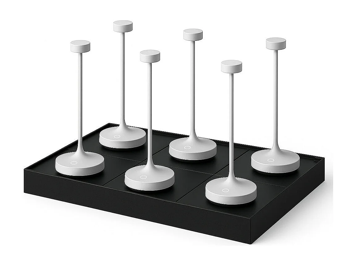 6 Lampes de table RUBY Blanc H25cm + base de chargement