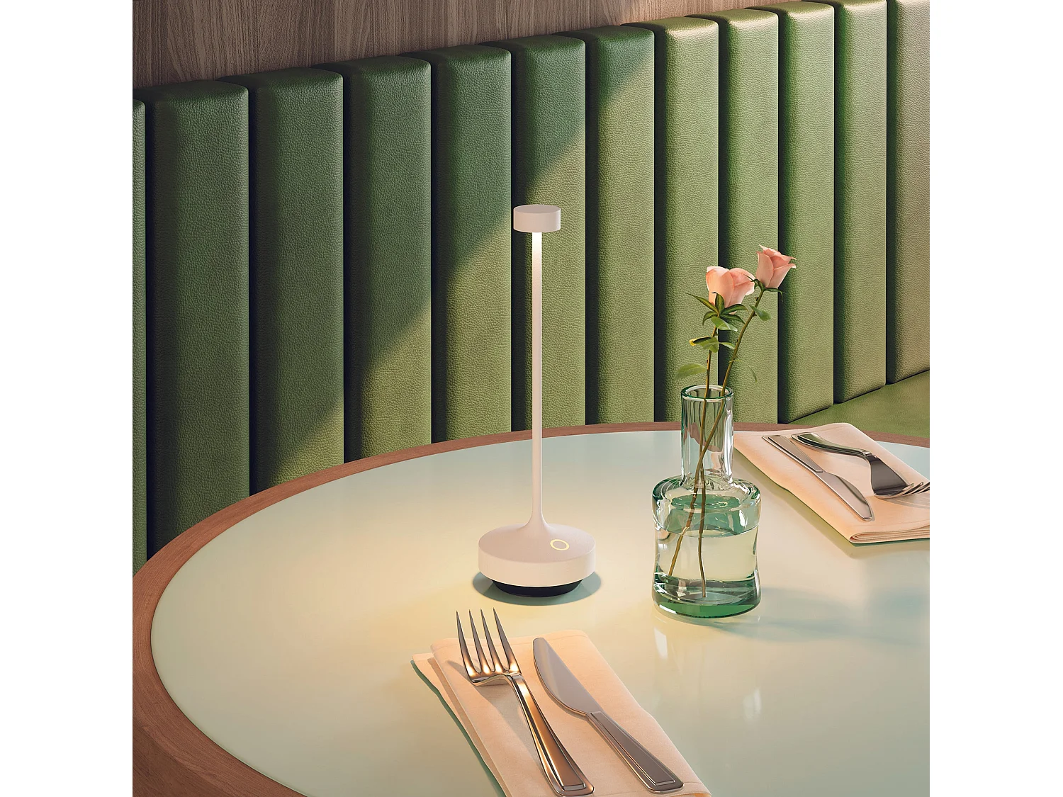6 Lampes de table RUBY Blanc H25cm + base de chargement