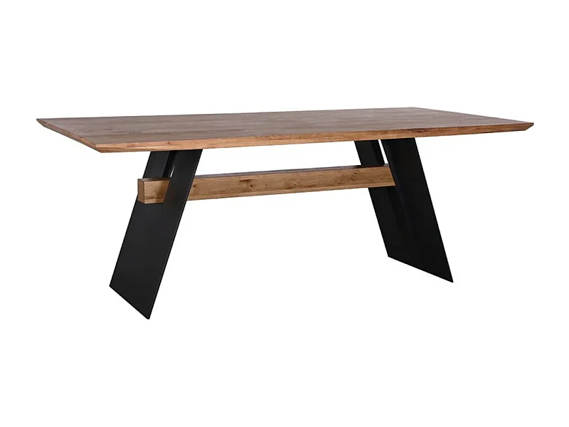 Table de salle à manger ZENTOR 200 cm – Plateau en chêne sauvage et pieds en métal noir – Style industriel haut de gamme